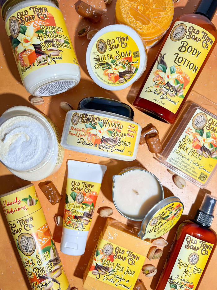 Pistachio & Salted Caramel Whipped Sugar Scrub Soap - Old Town Soap Co.