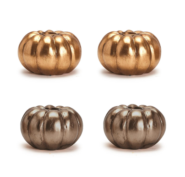 Pumpkin Taper- Gold and Bronze - Pine & Moss