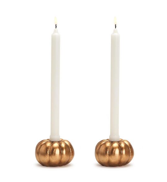 Pumpkin Taper- Gold and Bronze - Pine & Moss