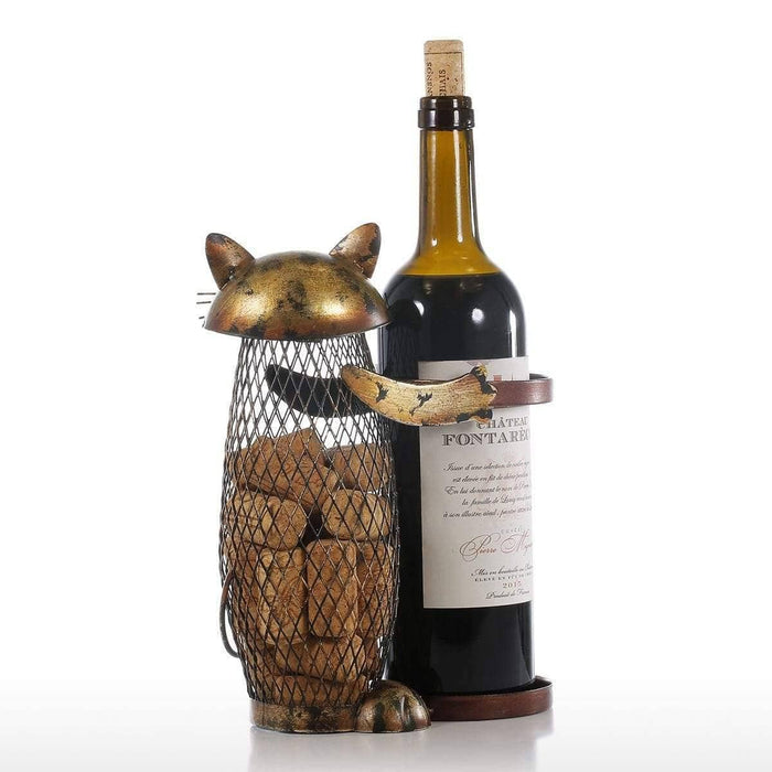 Purr-fect Wine Storage - Cat Wine Bottle and Cork HolderRack - Whimsical and Personalized Wine Accessory