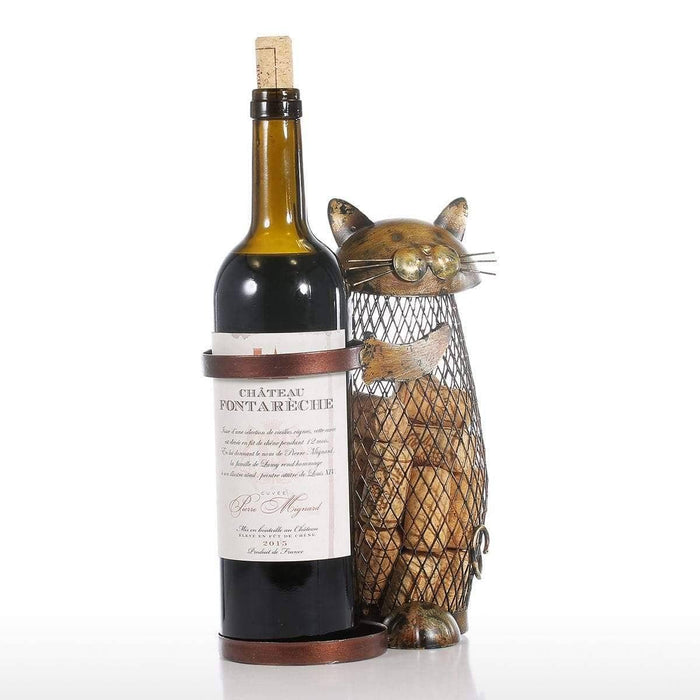 Purr-fect Wine Storage - Cat Wine Bottle and Cork HolderRack - Whimsical and Personalized Wine Accessory