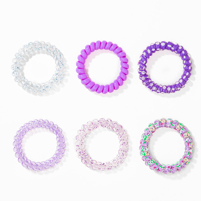 Tangle-Free Spiral Hair Coils - Set of 6 - Purple