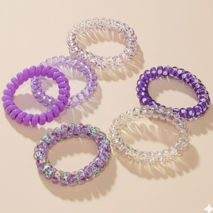 Tangle-Free Spiral Hair Coils - Set of 6 - Purple