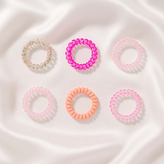 Tangle-Free Spiral Hair Ties - Set of 6 - Peach