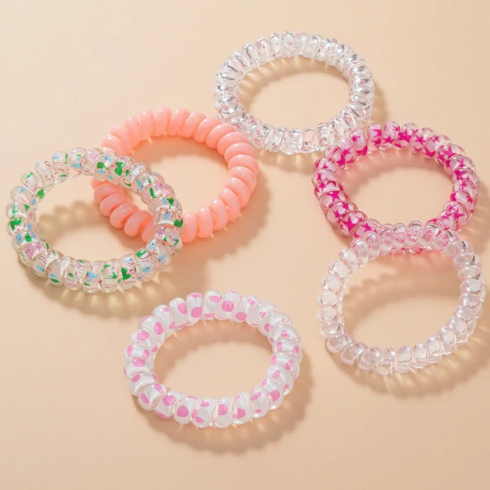 Tangle-Free Spiral Hair Ties - Set of 6 - Peach