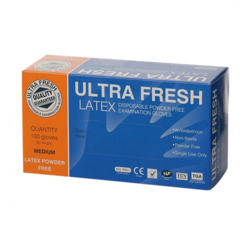 UltraFresh Disposable Latex Gloves Powder Free Small