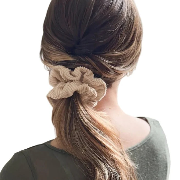 Velvet Corduroy Hair Scrunchie - Sand
