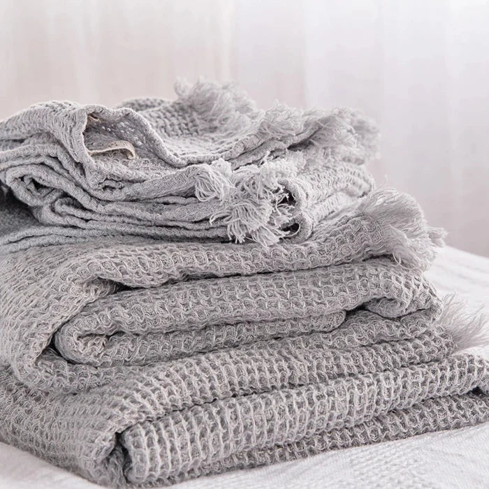 Waffle Face Towel | Fog - Suzie Anderson Home