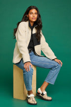 Women's Chilali Faux Shearling Fleece Jacket-Oyster-Regular-4